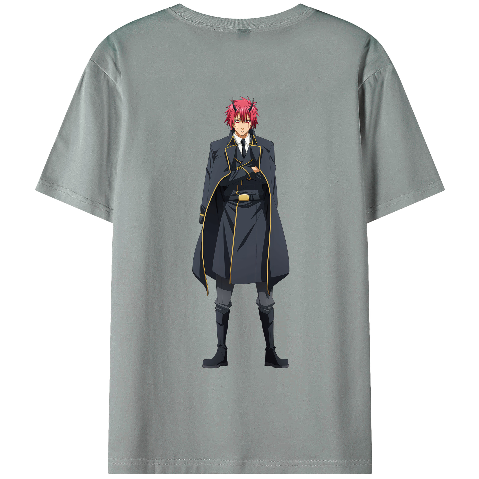 （画像用） 転スラ Regarding Reincarnated to Slime 綿100％ メンズ半袖Tシャツ（バックプリント） 通気性